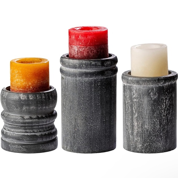 Other - Dark gray wood Candle Holders Set of 3